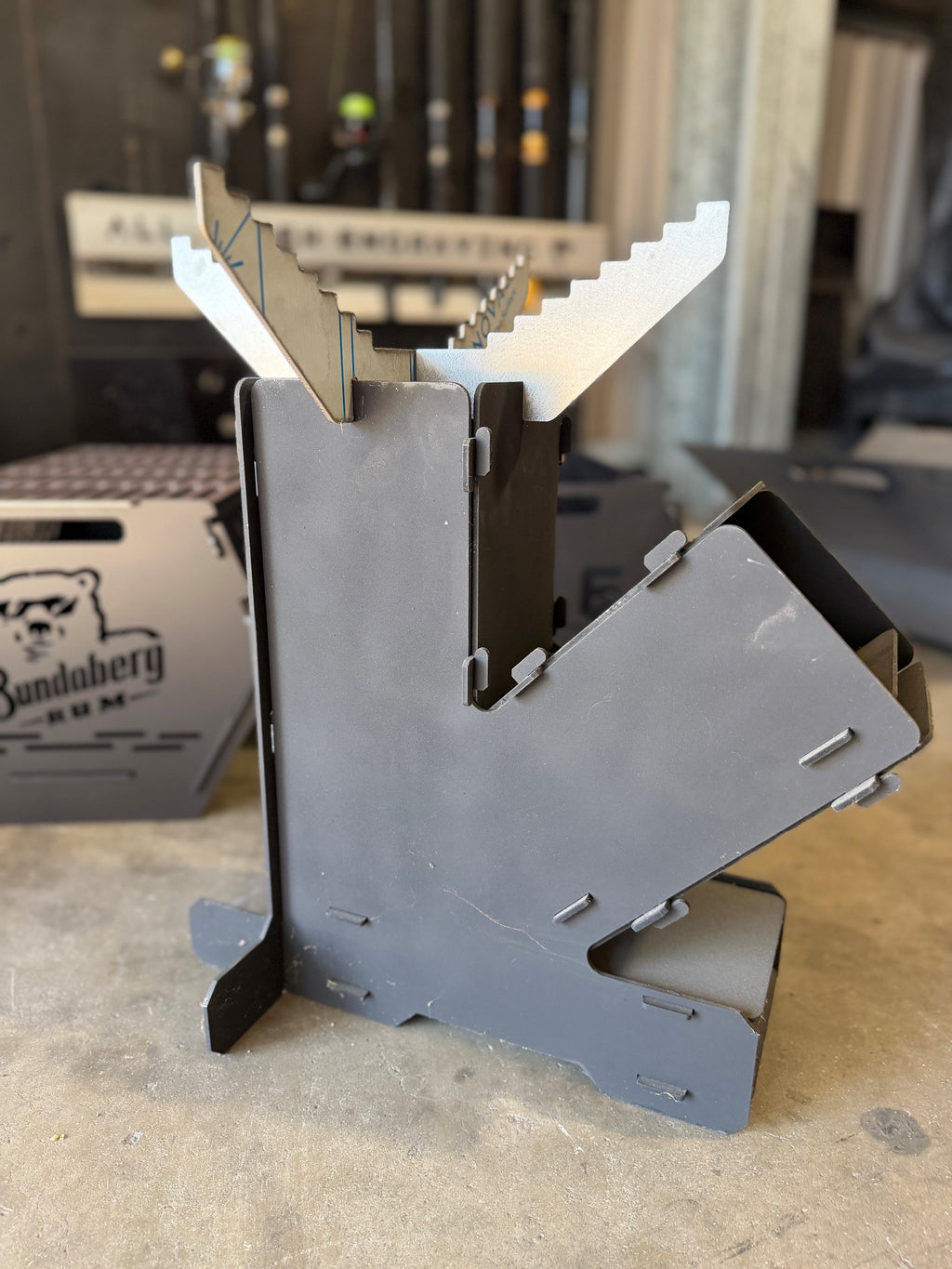 laser cut flat pack fire pit and grill 3mm steel with pan holder grate Mackay Queensland Australia