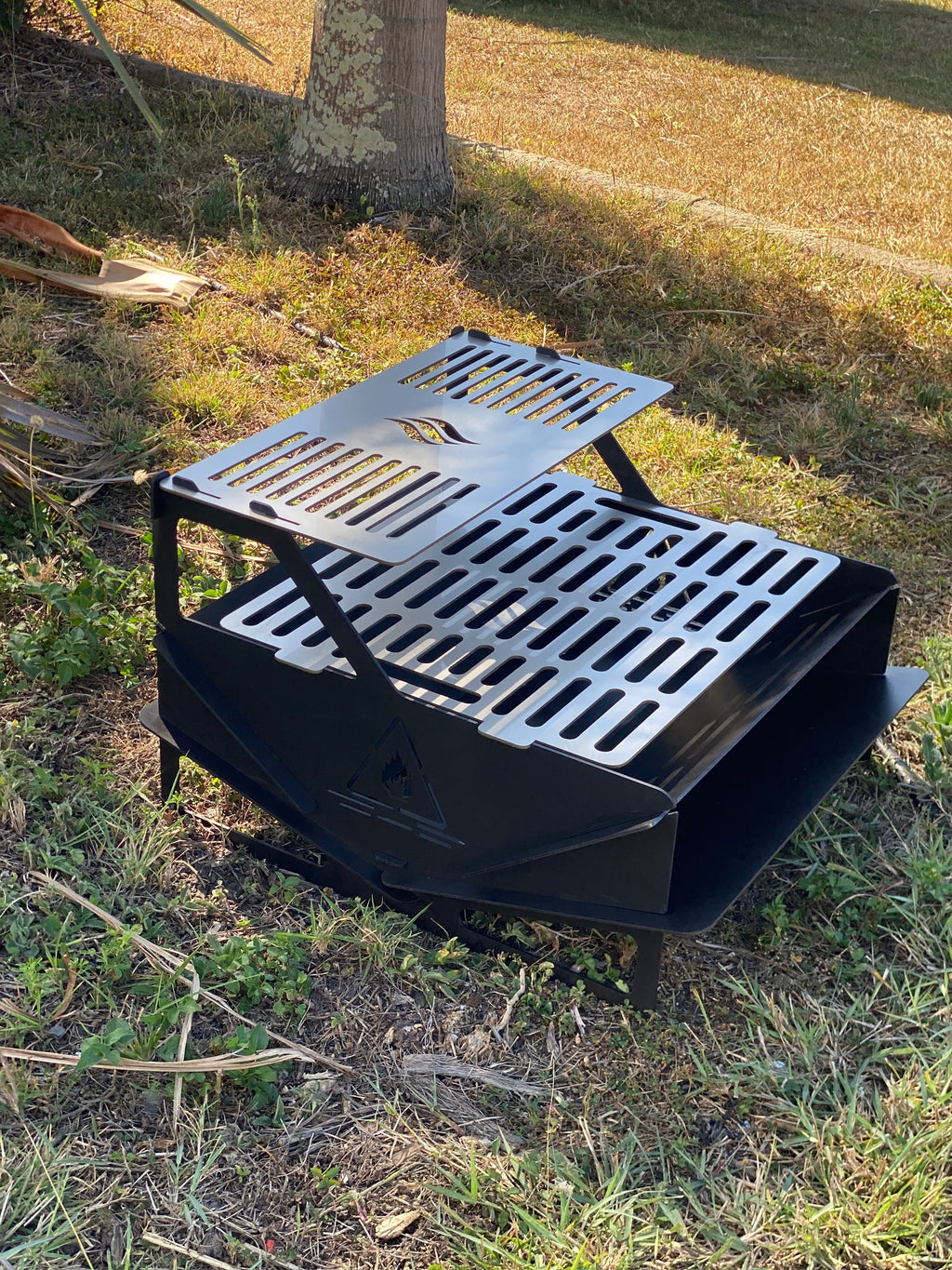 laser cut flat pack fire pit and grill 3mm steel adjustable cooking grate Mackay Queensland Australia
