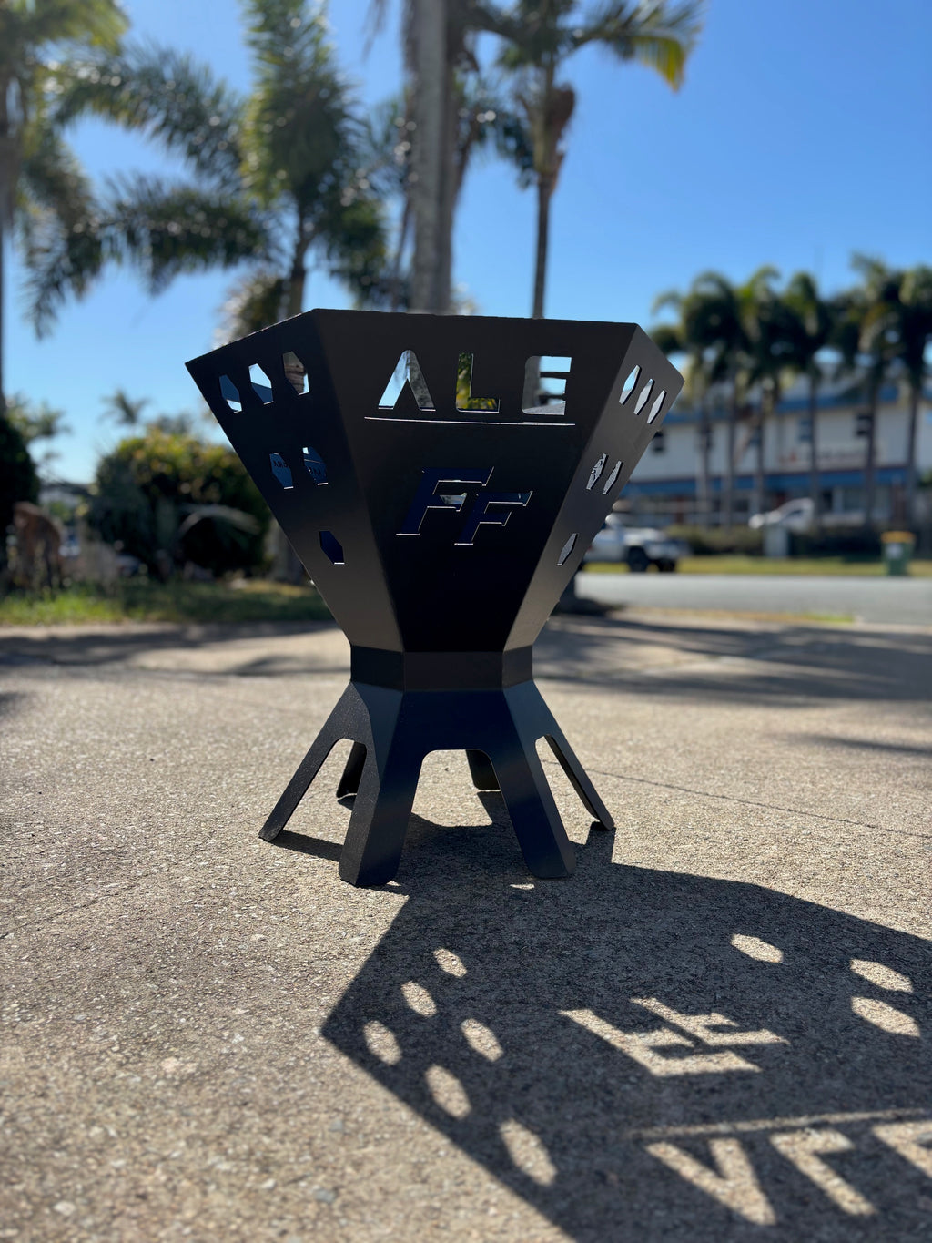 laser cut steel fire pit steel heatproof paint custom customisation Mackay Australia