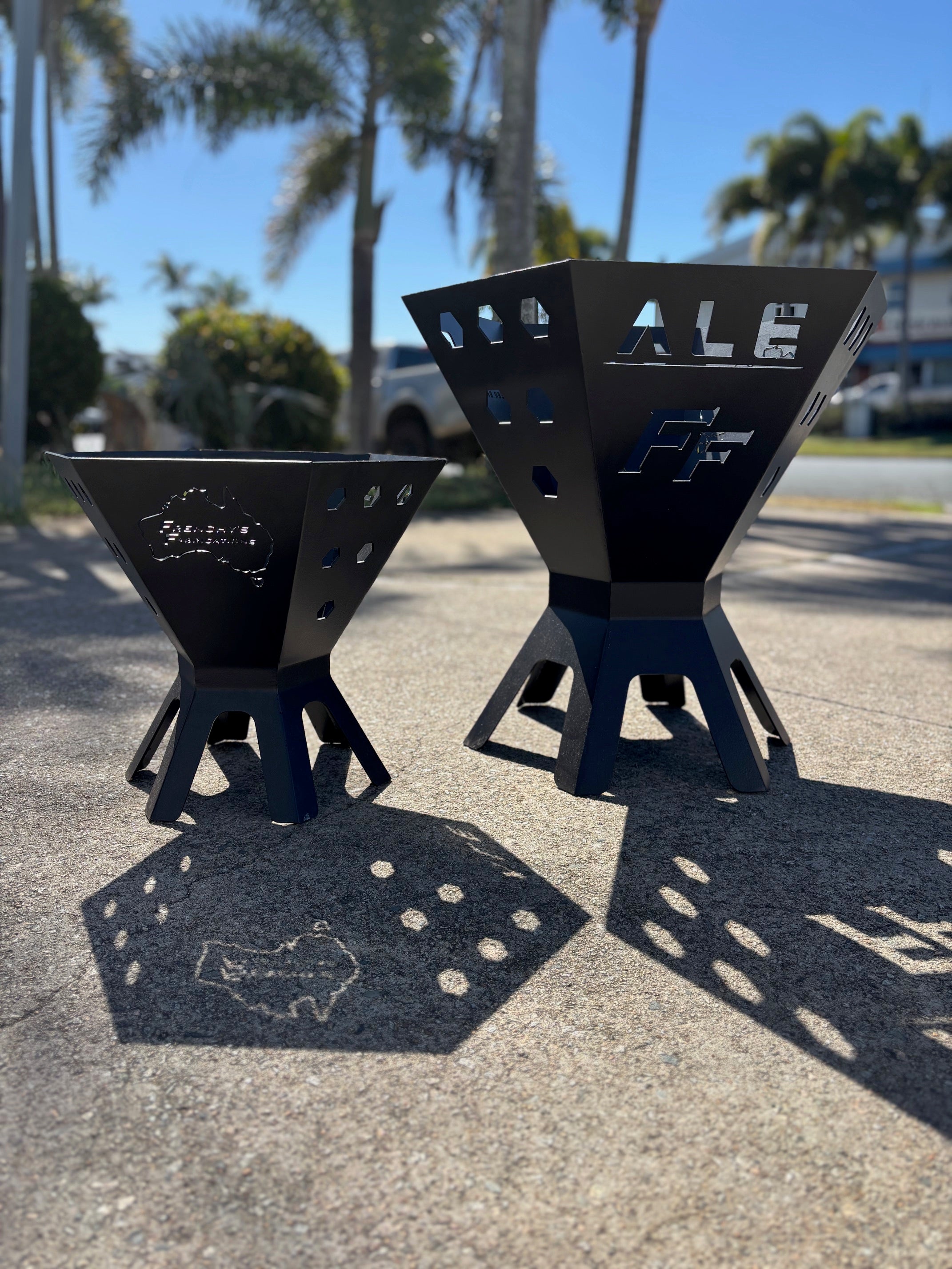 laser cut steel fire pit steel heatproof paint custom customisation Mackay Australia