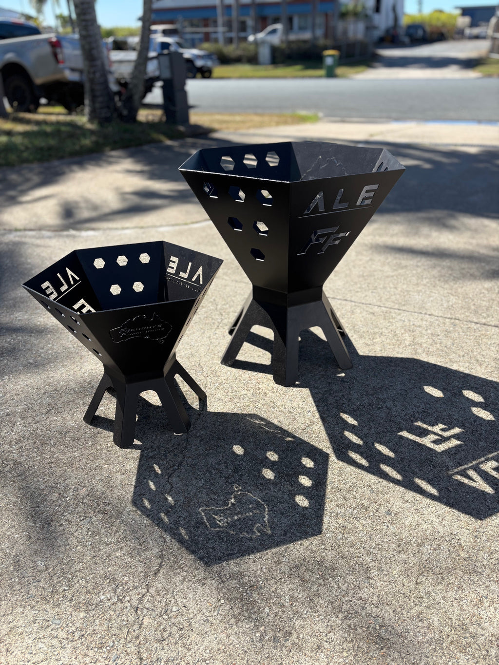 laser cut steel fire pit steel heatproof paint custom customisation Mackay Australia